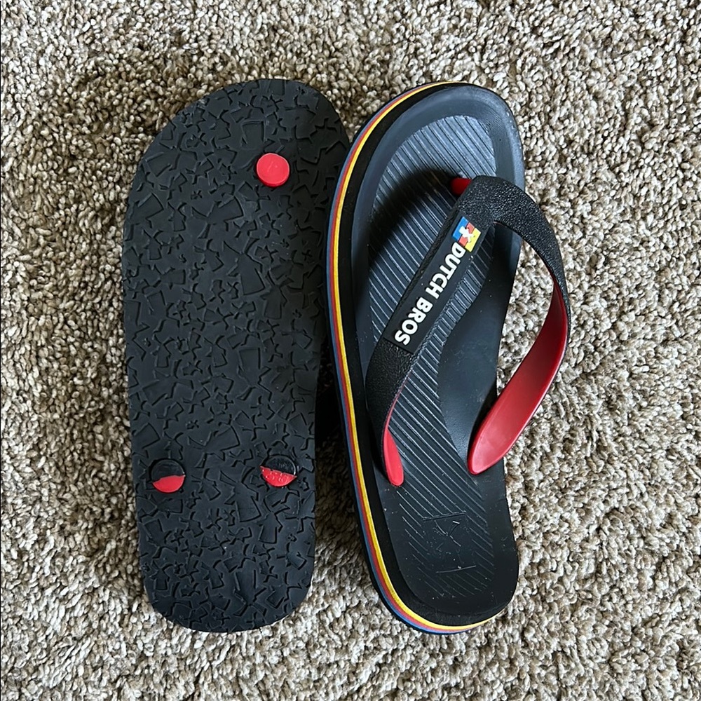 Dutch Bros Coffee Black and Red Sandals